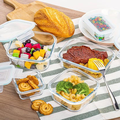 8-piece set of glass food storage containers, leak-proof sealed LIDS, BPA-free, non-toxic transparent borosilicate
