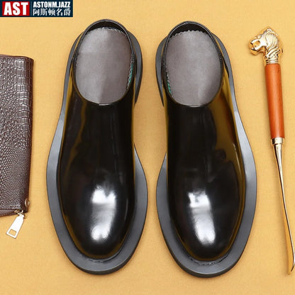 Luxury Men's Slippers Genuine Leather Loafers Men Moccasins Casual Non-slip Man Shoes Italian Summer Fashion Half Shoes for Men