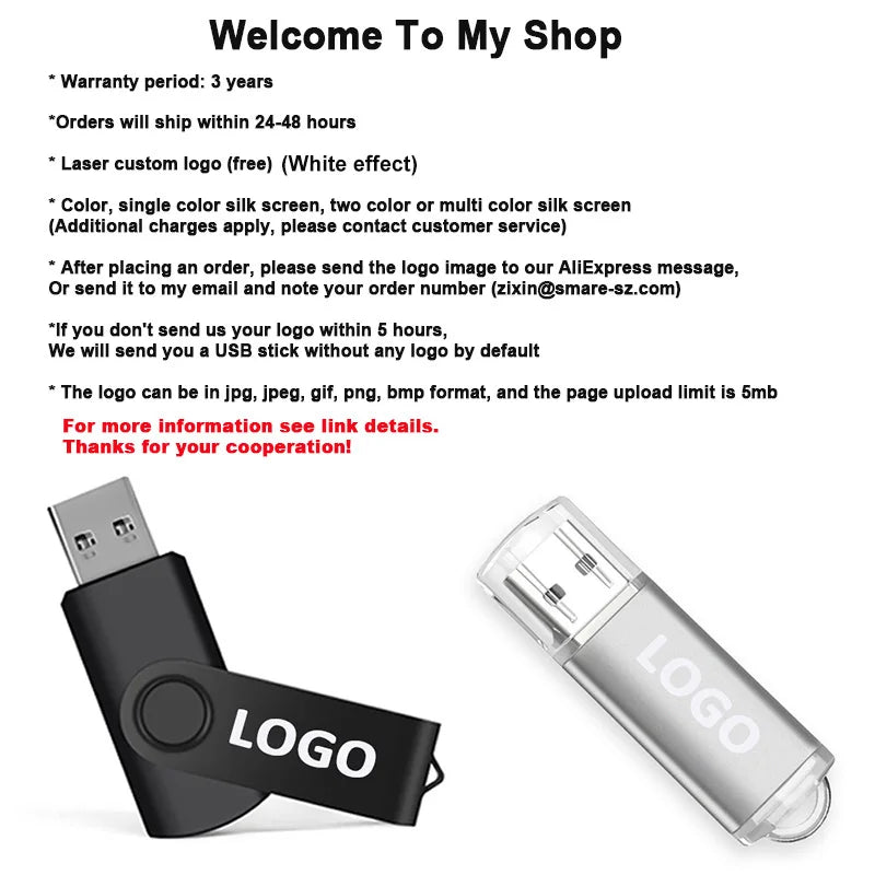 100Pcs/lot USB 2.0 Flash Drive 4GB 8GB Pen Drive 128MB Usb Sticks 1GB 2GB Pendrives 16GB Memory Flash 32GB 64GB U Disk Free Logo