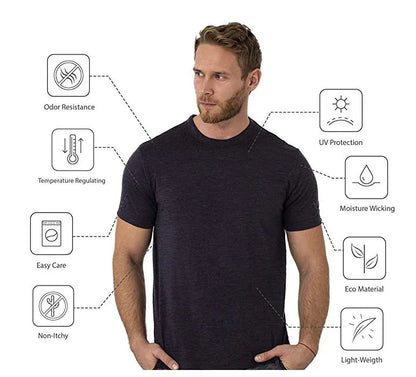 100% Superfine Merino Wool T Shirt Mens Base Layer Shirt Merino Wool Wicking Breathable Quick Dry Anti-Odor +Merino Wool Socks