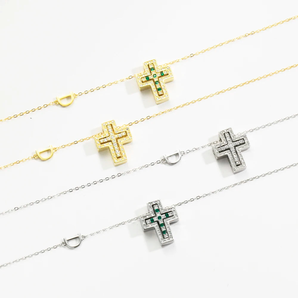 ANDYWEN 925 Sterling Silve Big Double Cross Pendant Long Chain Neckalce 2021 Korea Women High Quality D Twist Chain Jewelry Gift