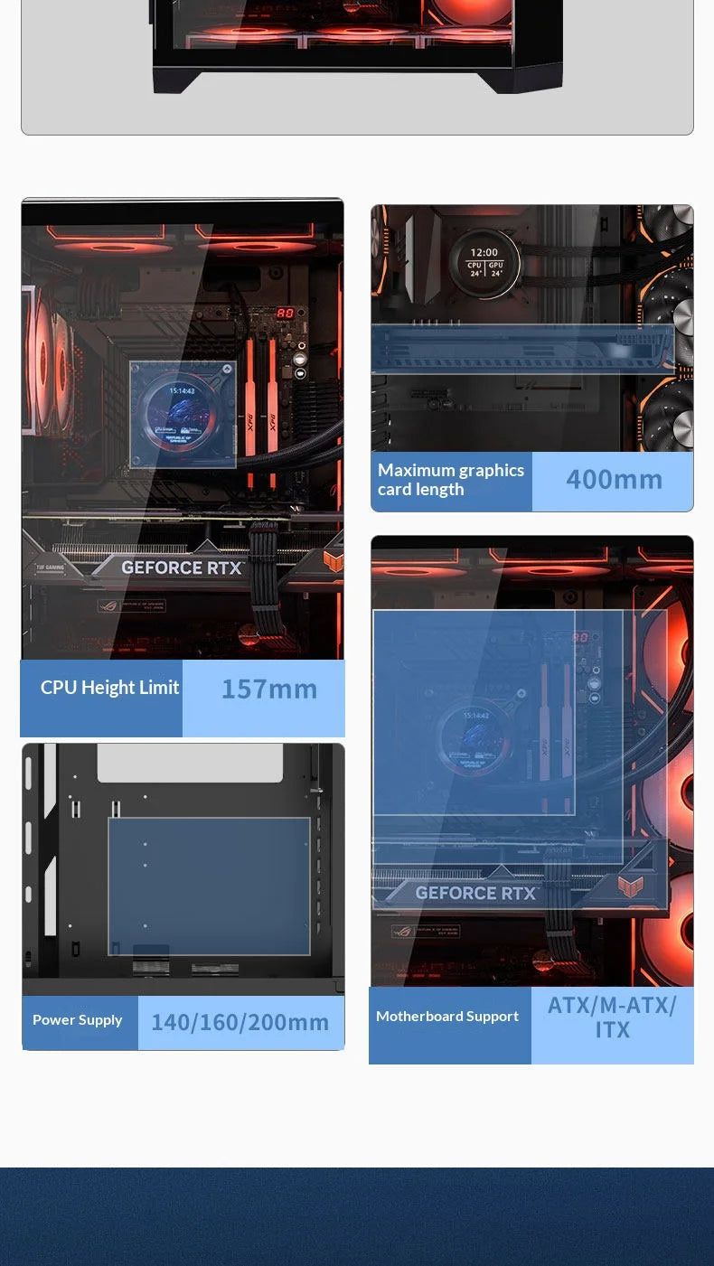 WJCOOLMAN Dreamer PLUS Secondary screen PC case with full side sea view room 360 water cooler Computer case gabinetes gamer