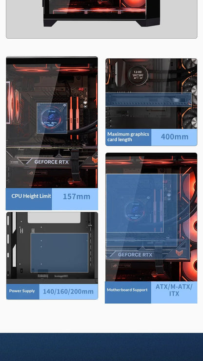 WJCOOLMAN Dreamer PLUS Secondary screen PC case with full side sea view room 360 water cooler Computer case gabinetes gamer