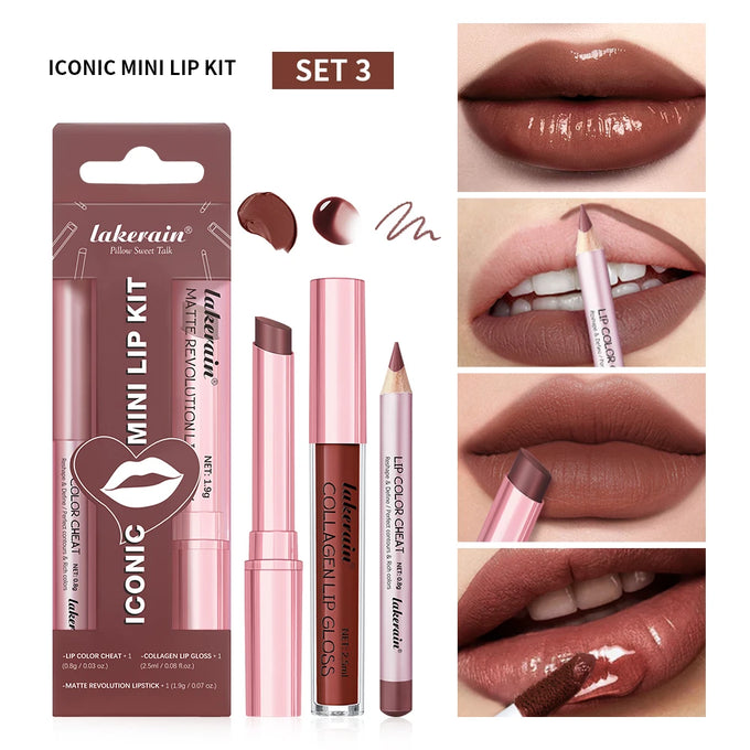 Matte Lip Liner & Gloss Set — 3 Pieces — product image