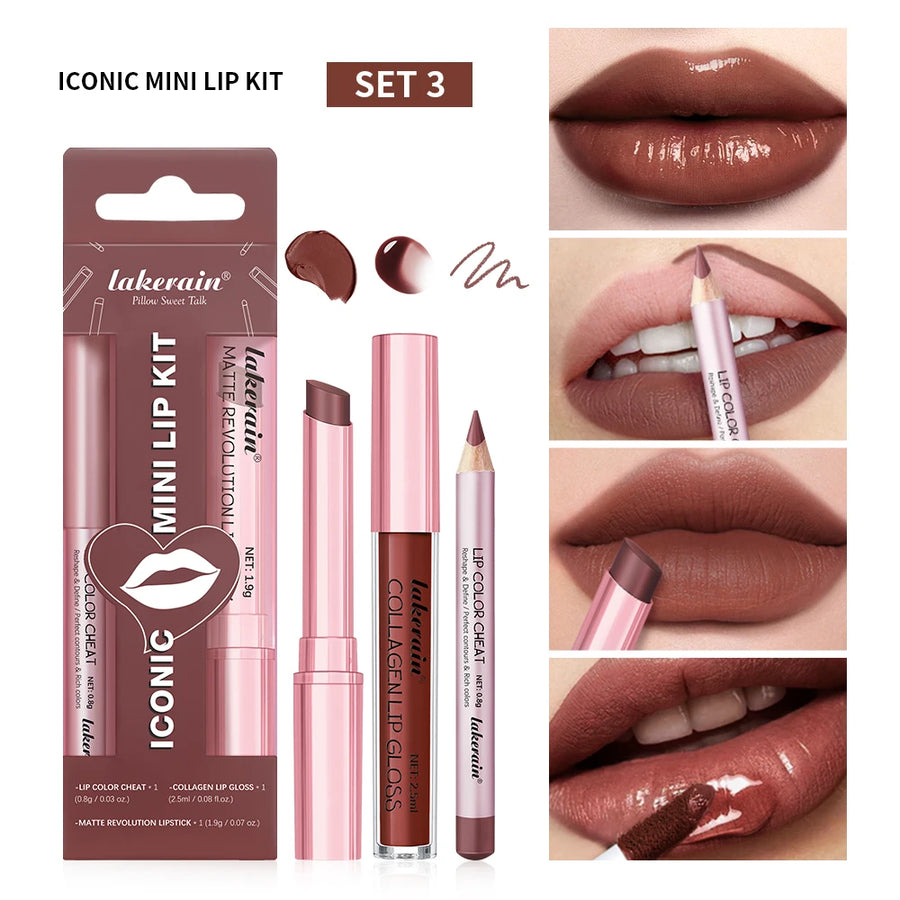 Matte Lip Liner & Gloss Set — 3 Pieces — product image