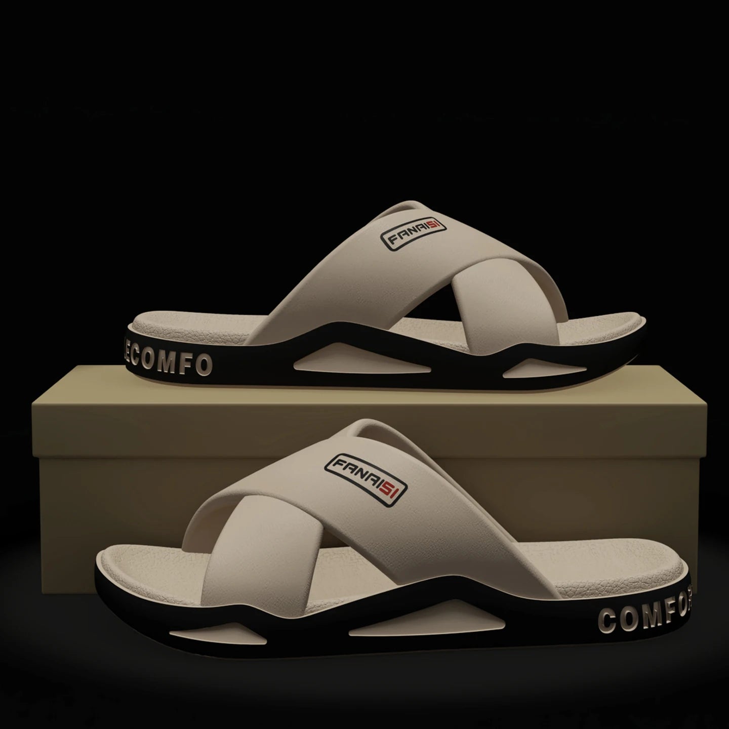 Men's Outdoor Fashion Sandals-Cross Strap Open Toe Slide Sandal,Non-Slip Bath Shower Slippers,Beach Shoes for Swimming & Walking