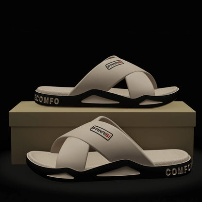 Men's Outdoor Fashion Sandals-Cross Strap Open Toe Slide Sandal,Non-Slip Bath Shower Slippers,Beach Shoes for Swimming & Walking