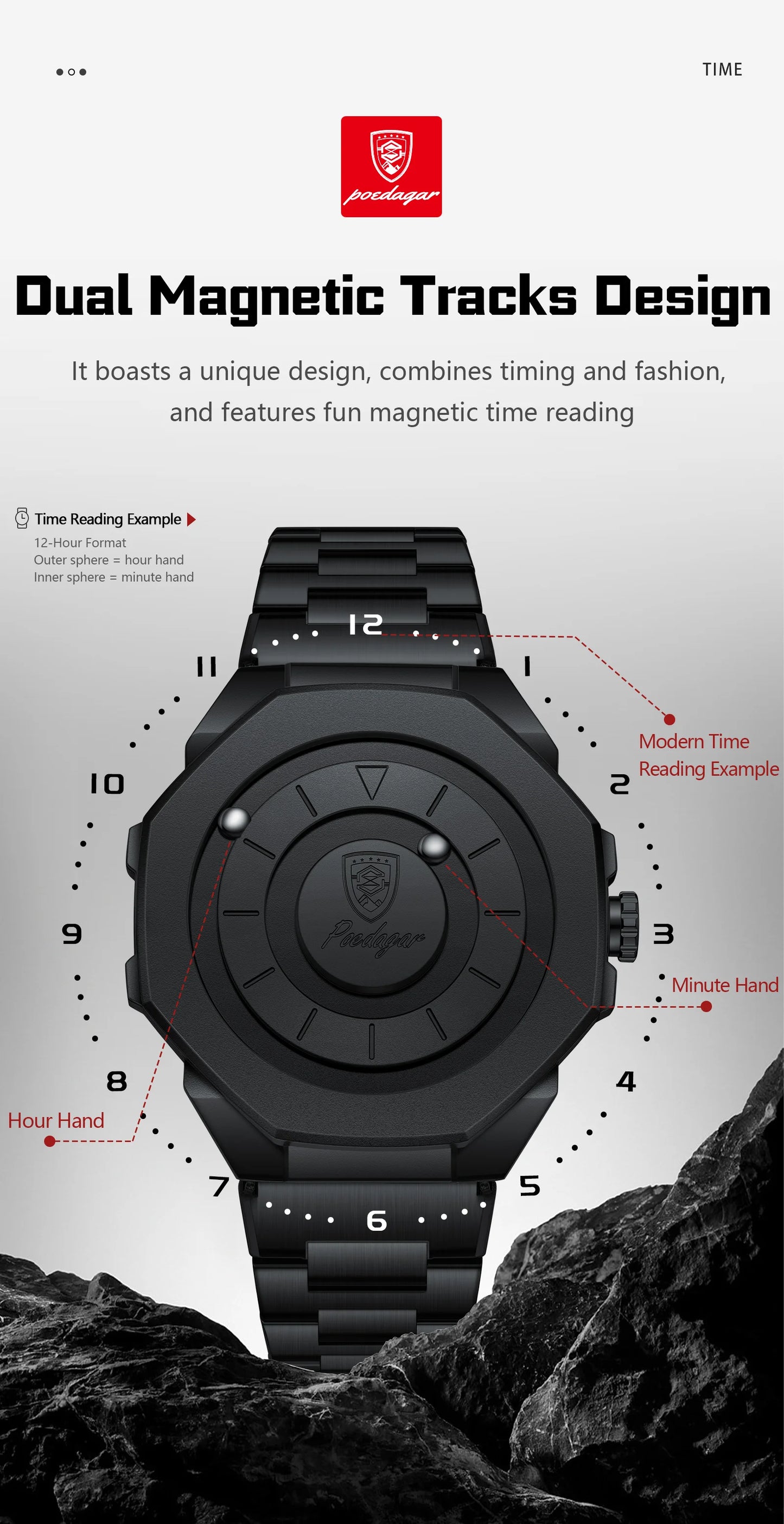 POEDAGAR Top Original Casual Watch For Men Waterproof Luxury Fashion Men's Clock Stainless Steel Man Wristwatch Quartz Sport+Box