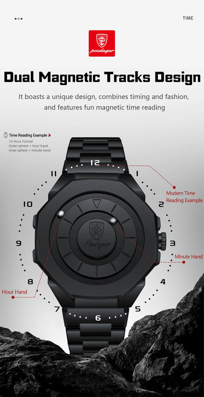 POEDAGAR Top Original Casual Watch For Men Waterproof Luxury Fashion Men's Clock Stainless Steel Man Wristwatch Quartz Sport+Box