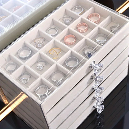 Newly Upgraded 7-Tier Dust-Proof Acrylic Jewelry Storage Box Modern Rectangular Desktop Display & Storage Jewelry Box Amagi