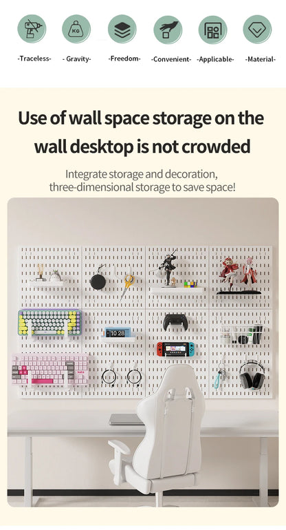 No-Holes Home Organization | This Wall Pegboard Displays & Organizes Your Daily Items & Electronics in Living Room/Study