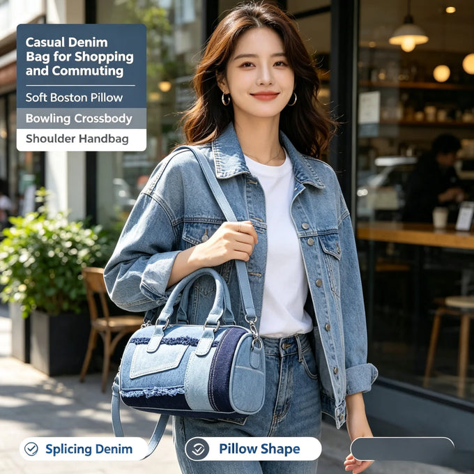 Denim Boston Bowling Bag — view 1