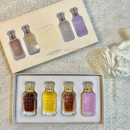KAYALI Unisex Eau De Parfum Set 4x10ml Long Lasting Floral Fruity Musk Vanilla Royale Mini Travel Perfume Collection