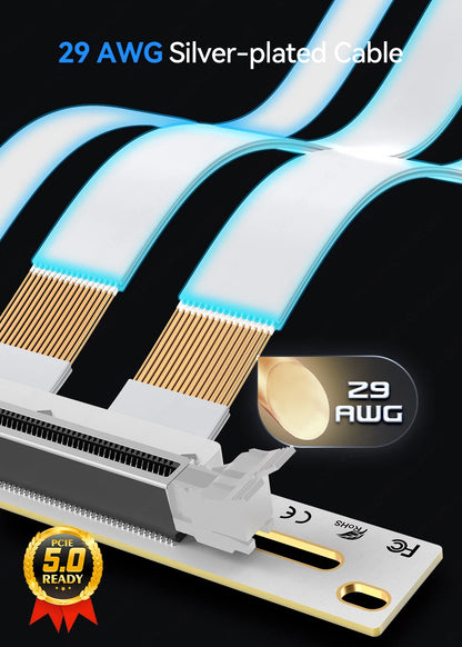 JEYI PCIe 5.0 X16 Riser Cable - 90° GPU Extension for RTX 5090/4090 & RX 7900 XTX, Mining Rig, WRX80/TRX40, 15cm/18cm/20cm/30cm