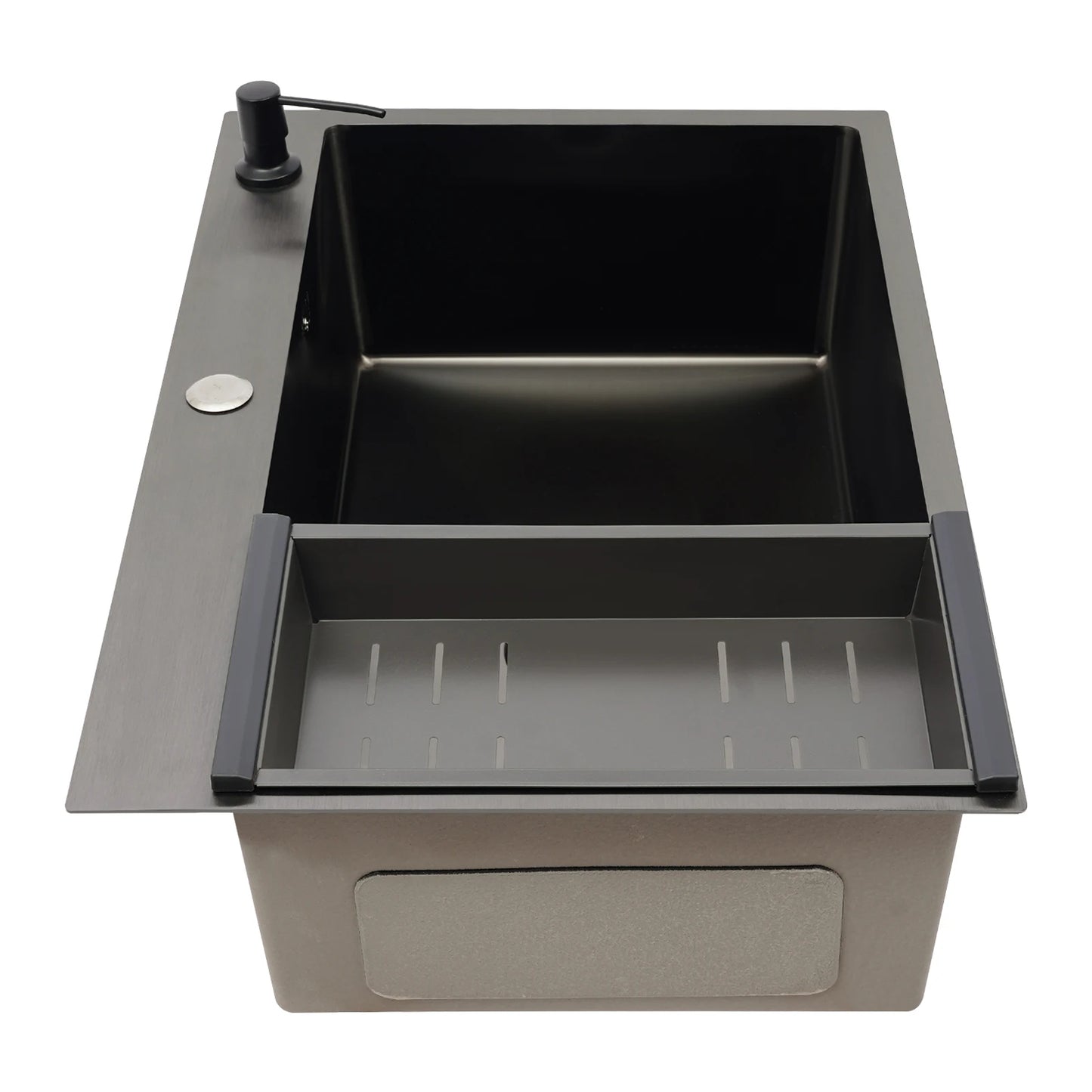 Stainless Steel Kitchen Sink with Draining Basket Soap Dispenser Utility Sink and Drainer with Efficient for Home Kitchen