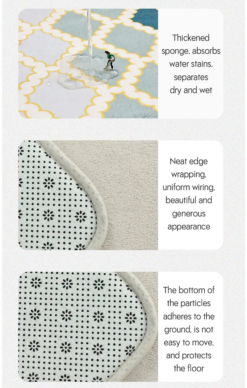 Three Piece Toilet, Bath Floor Mat, Shower Mat, Bath Absorbent Mat, Non Slip Carpet, Soft and Comfortable, Laundry Room.