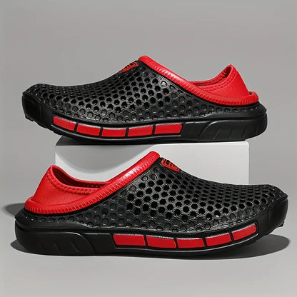 Men's Summer Sandals Clogs Casual Round Toe Slip on Outdoor Geometric Pattern Anti-slip Beach Hole Shoes Plus 46 47 Men Slippers