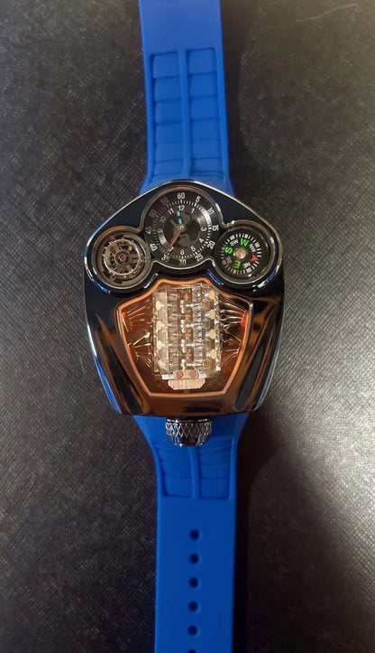 PINDU Design NEW Engine Series Quartz Watch Men TOP-luxurious Stainless Steel Compass Waterproof Swiss Quartz 762 Movement Watch
