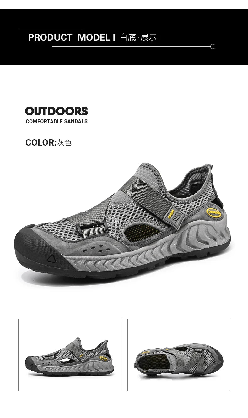Summer Men Sandals Genuine Leather Mens Casual Shoes Outdoor Men Leather Sandals for Men Beach Shoes Roman mens Shoes