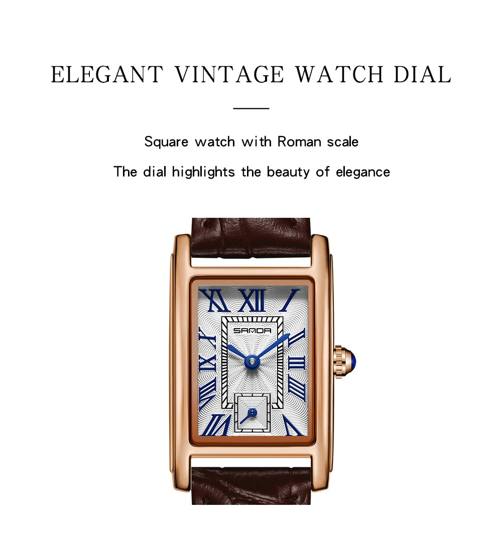 SANDA Top Fashion 1116 Women's Watch Elegant Design Rectangular Dial Waterproof Quartz Movement Business Women's Quartz Watch