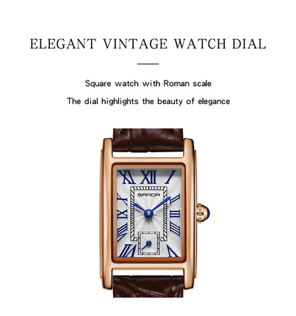 SANDA Top Fashion 1116 Women's Watch Elegant Design Rectangular Dial Waterproof Quartz Movement Business Women's Quartz Watch