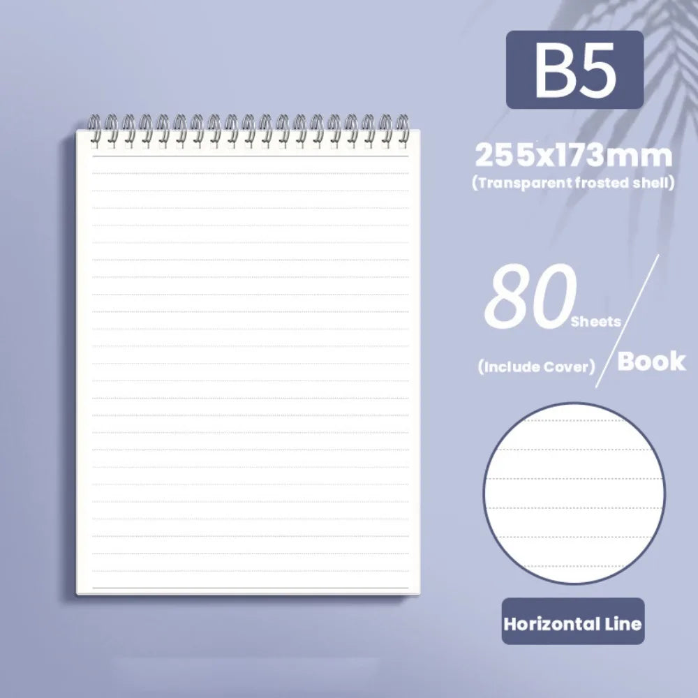 New Multifunctional A5/B5/A4 Coil Notebook 80Sheets Grids/Blank/Horizontal Line Notepad Flip Up Spiral Notebook Students Gift