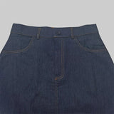 Denim-Look Pocket Maxi Skirt