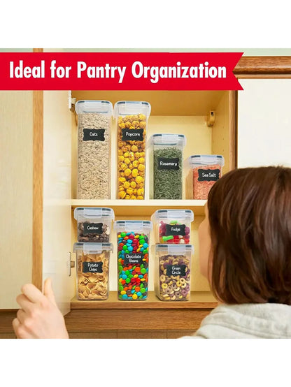 24pcs Airtight Food Storage Containers with Labels for Flour Grains, Coffee Beans and Kitchen Spices Keep Food Fresh Organized