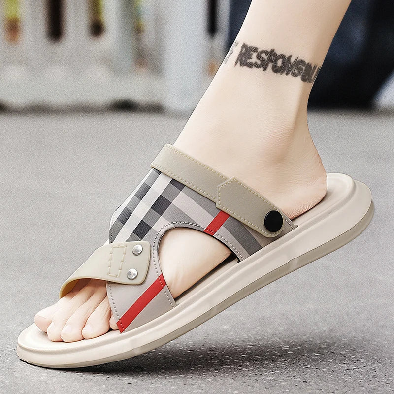 Sandals Men's 2025 New Summer Casual Beach Shoes Indoor and Outdoor Wear Two-Wear Lightweight One-Line Sandals