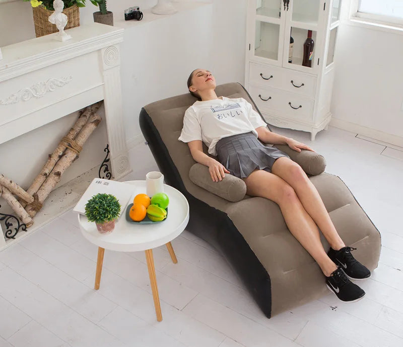 1Pc Inflatable Lazy Sofa Home Leisure Fashion Comfortable  Inflatable Air Sleeping Bed Indoor Collapsible Bed Leisure Sofa