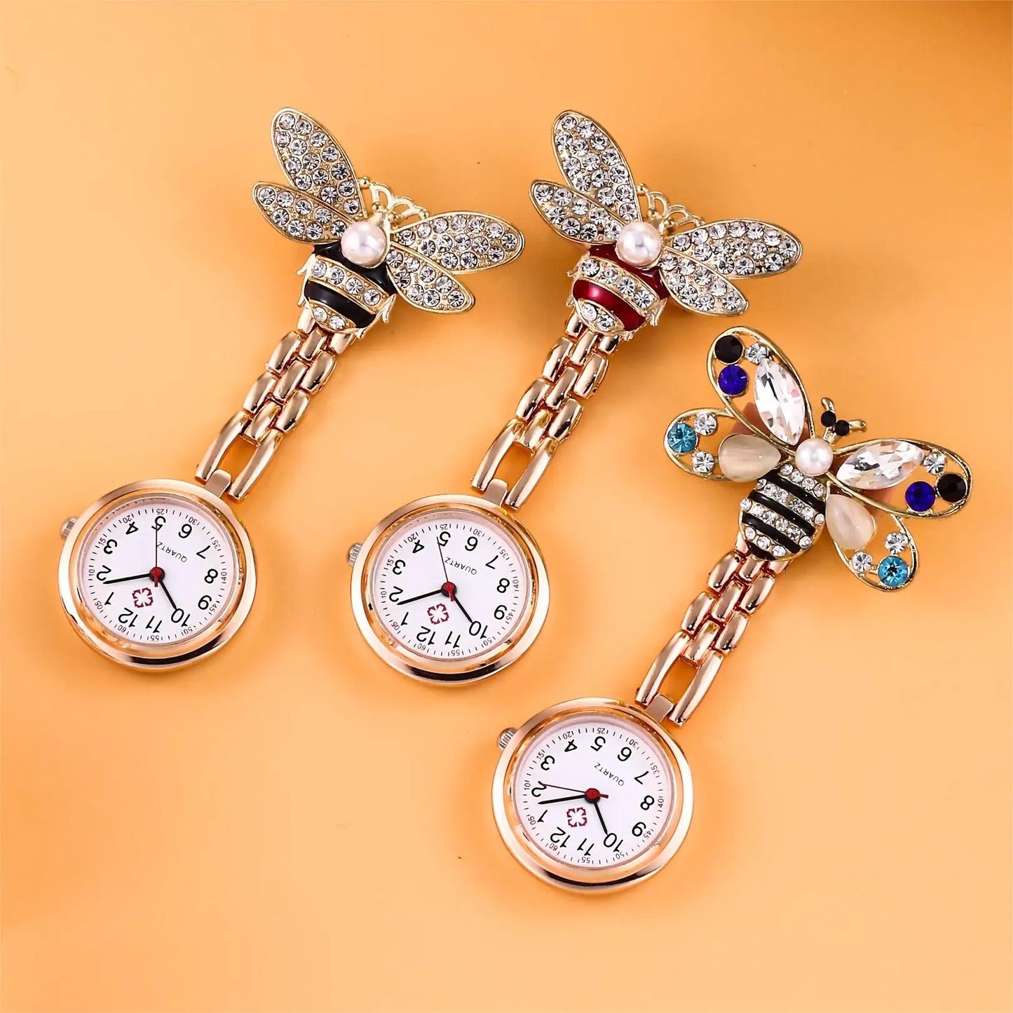 Little Bee Hanging Watch Butterfly Pocket Watch Nurse Watch Portable Men's and Women's Chest Watch Hanging Watch