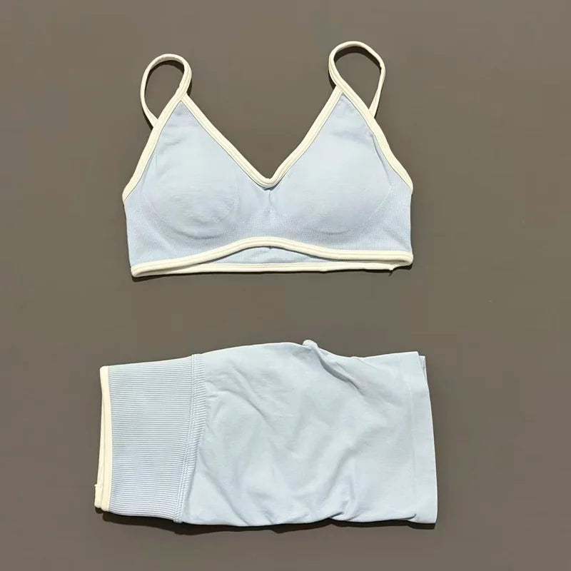 2Pcs HISTELLO Ignite Sculpt Sports Set Naked Feel Tummy Control Cross Bra Scrunch Hip Lifting Yoga Pilates Running Fitness Sets
