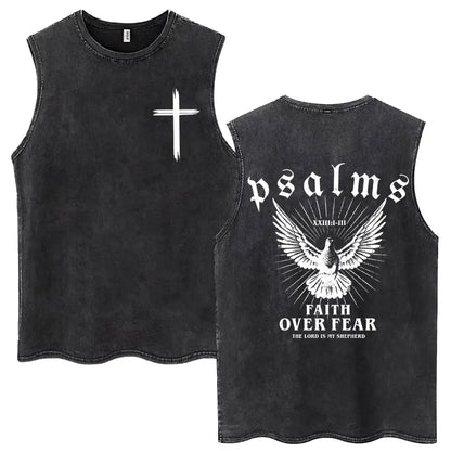 Washed Jesus Is King Christian Harajuku Vintage Tank Tops Men Women Gothic Sleeveless T-shirt Loose Summer Cotton Casual T Shirt