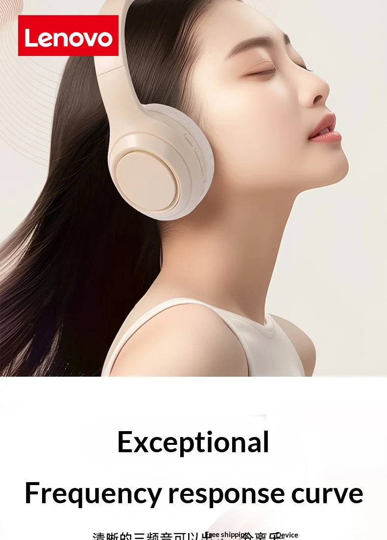 Lenovo Original Bluetooth 5.3 Earphones Over-ear Foldable Computer Wireless Headphones Gaming Headset 360° Stereo Sound Headset