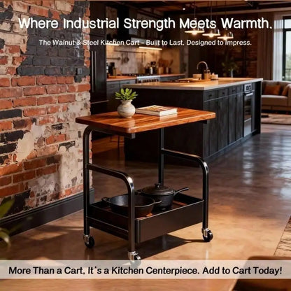 Three-Tier/Two-Tier Rolling Metal Kitchen Storage Trolley - 360° Lockable Casters, Heavy-Duty Metal Frame, Three-Tier Categorize