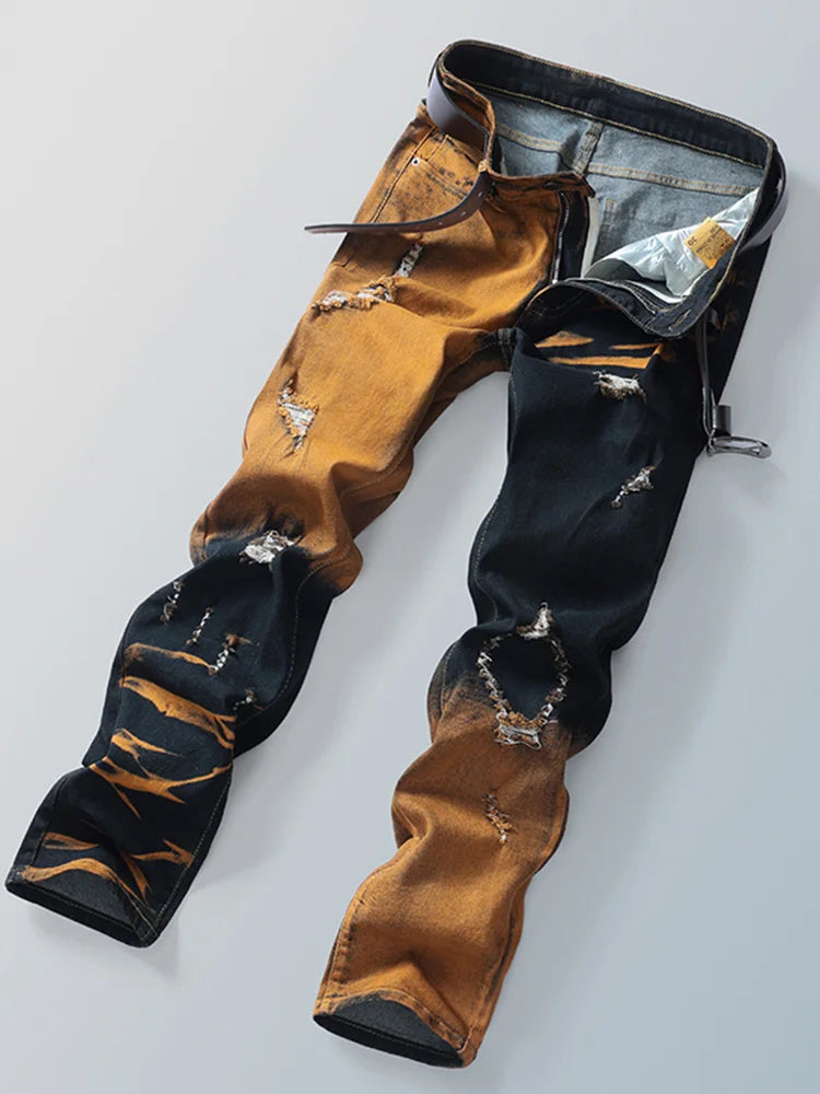 Men's Gradient Patchwork Jeans — product image