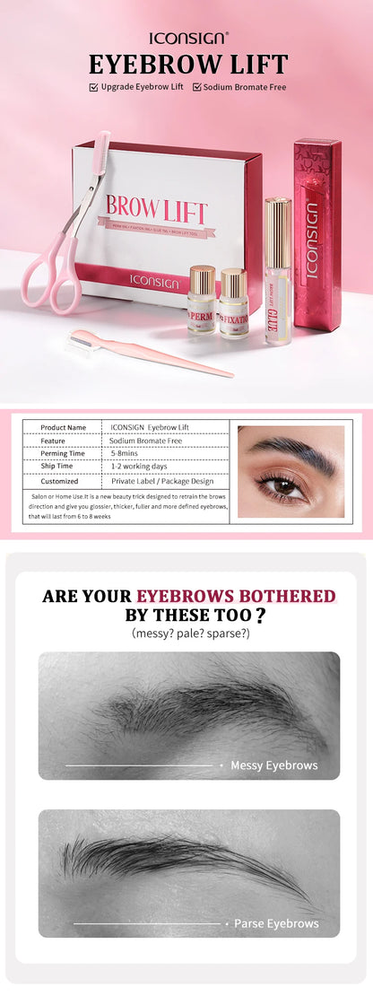 New Brow Lift Eyebrow Perm Kit With Perm Nutrition Lotion Scissor Razor Brushes Semi-permanent Salon Makeup Can DIY
