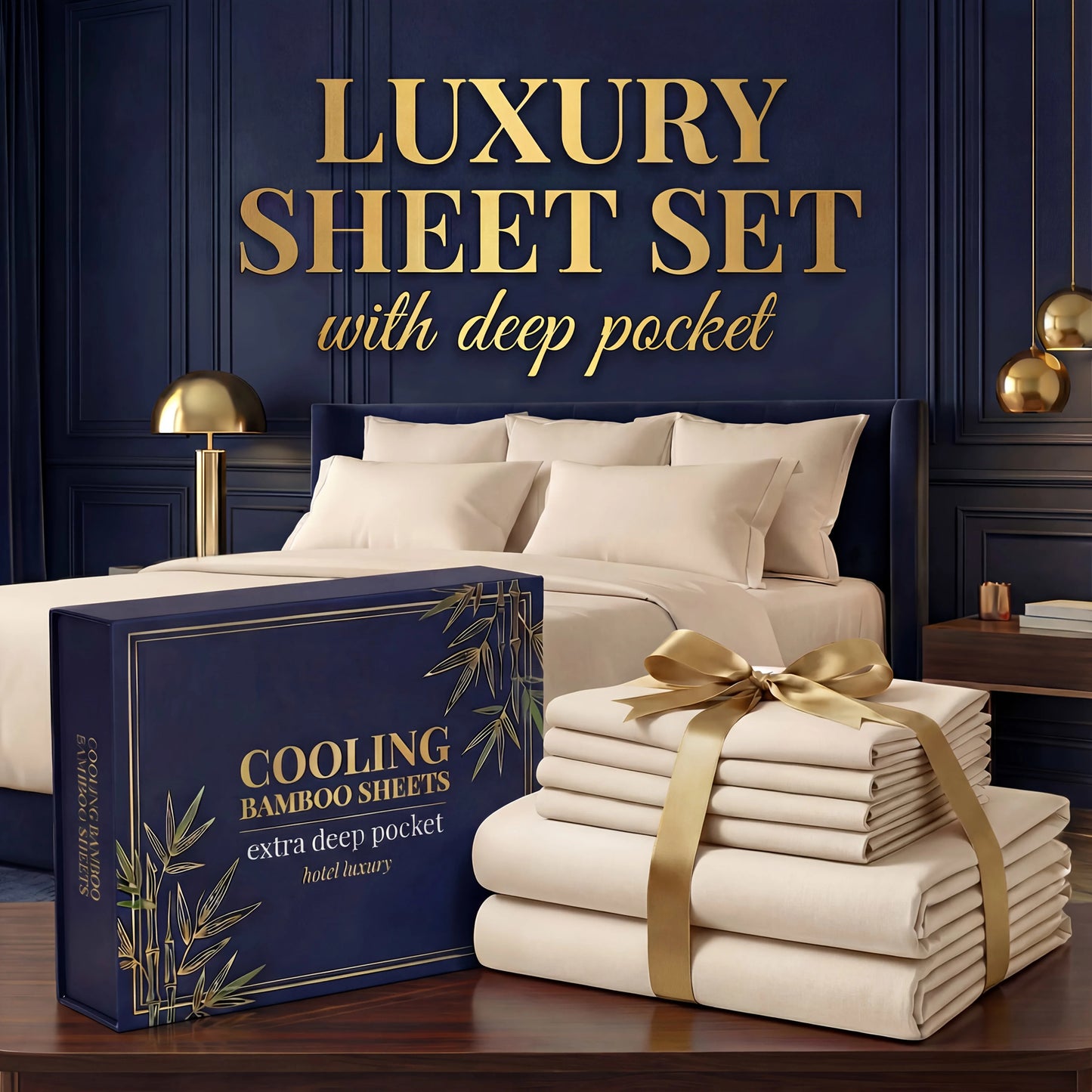 3pcs/ 4pcs Bamboo Cooling Bed Sheet Set -14"Deep Pocket, Shrink-Resistant, Fade-Resistant, Skin-Friendly Bedding Set With 1or2 Pillowcases, 1 Flat Sheet, 1 FittedSheet, Cozy Comfort
