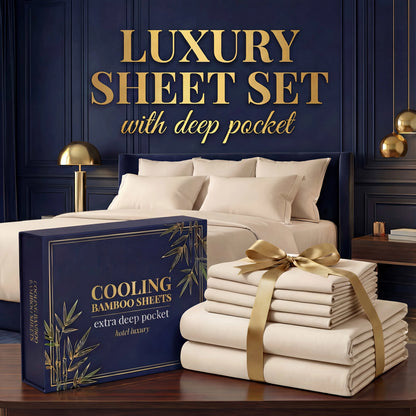 3pcs/ 4pcs Bamboo Cooling Bed Sheet Set -14"Deep Pocket, Shrink-Resistant, Fade-Resistant, Skin-Friendly Bedding Set With 1or2 Pillowcases, 1 Flat Sheet, 1 FittedSheet, Cozy Comfort