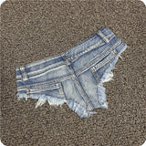 Low-Rise Stretch Denim Shorts