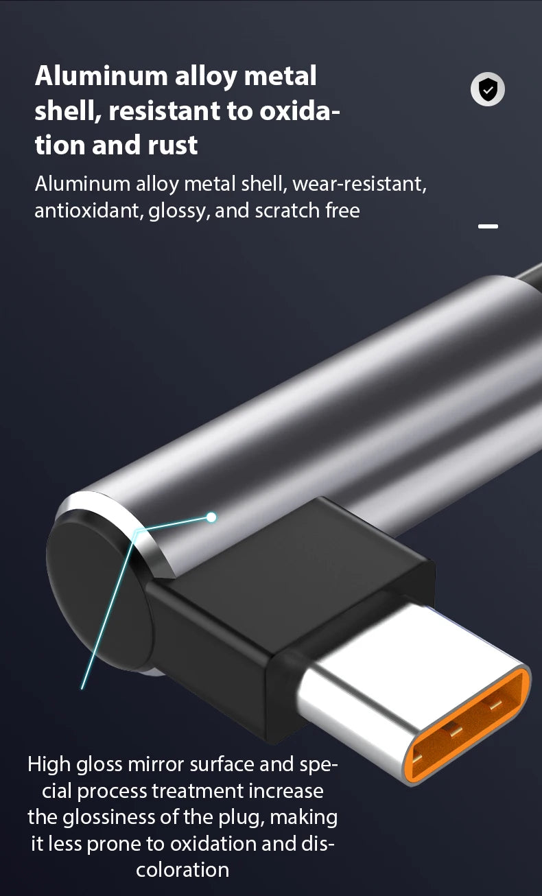 6A USB C Elbow Type C Fast Charge Cable 3m 5m Phone Extend Charging Cable for Samsung Huawei Xiaomi Oppo OnePlus VR Camera