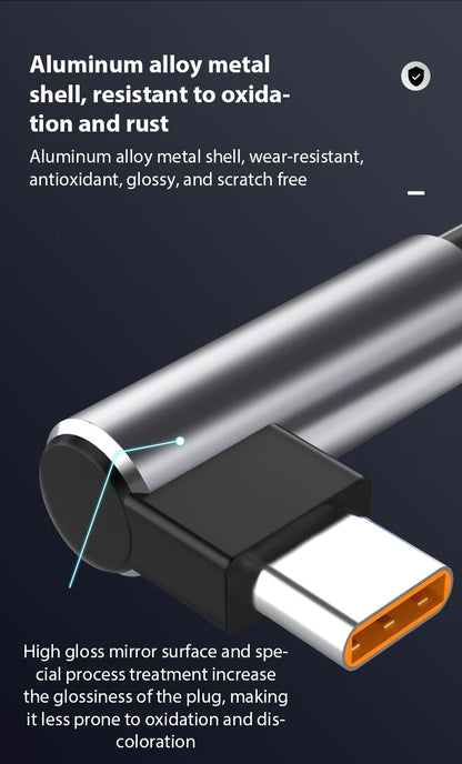 6A USB C Elbow Type C Fast Charge Cable 3m 5m Phone Extend Charging Cable for Samsung Huawei Xiaomi Oppo OnePlus VR Camera