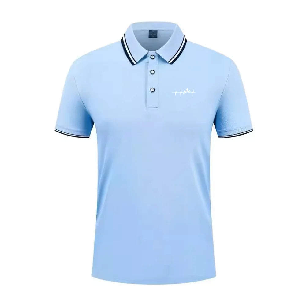 Summer men's 100% polyester fashion Milan print casual knight stripe lapel short-sleeved shirt polo shirt top