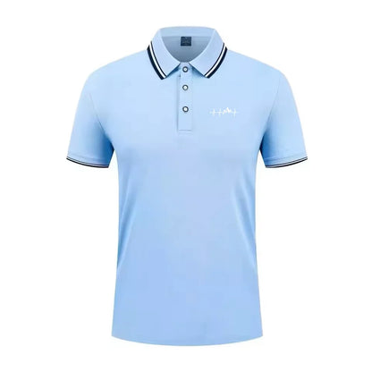 Summer men's 100% polyester fashion Milan print casual knight stripe lapel short-sleeved shirt polo shirt top