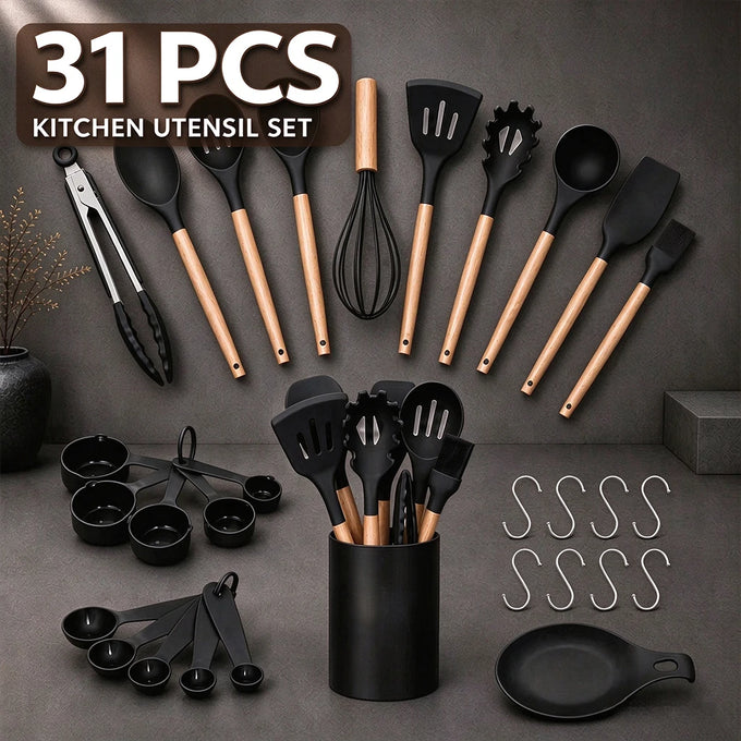 Silicone Kitchen Utensil Set with Holder — product image