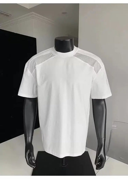 American style cleanfit shoulder cut deconstruction short sleeved T-shirt men and women's trendy boxy cool ins fashionable and h