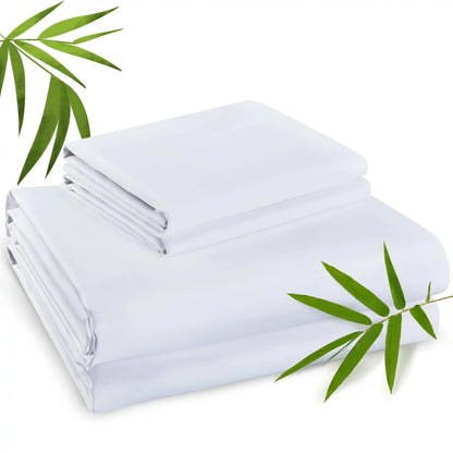 Emircey 3Pcs Bamboo Fitted Sheet Set Cooling Breathable Bedding Silky Soft Mattress Cover with 2 Pillowcases Deep Pocket Bottom Sheet for Home Bedroom Dorm Spring Summer Sleep Gift