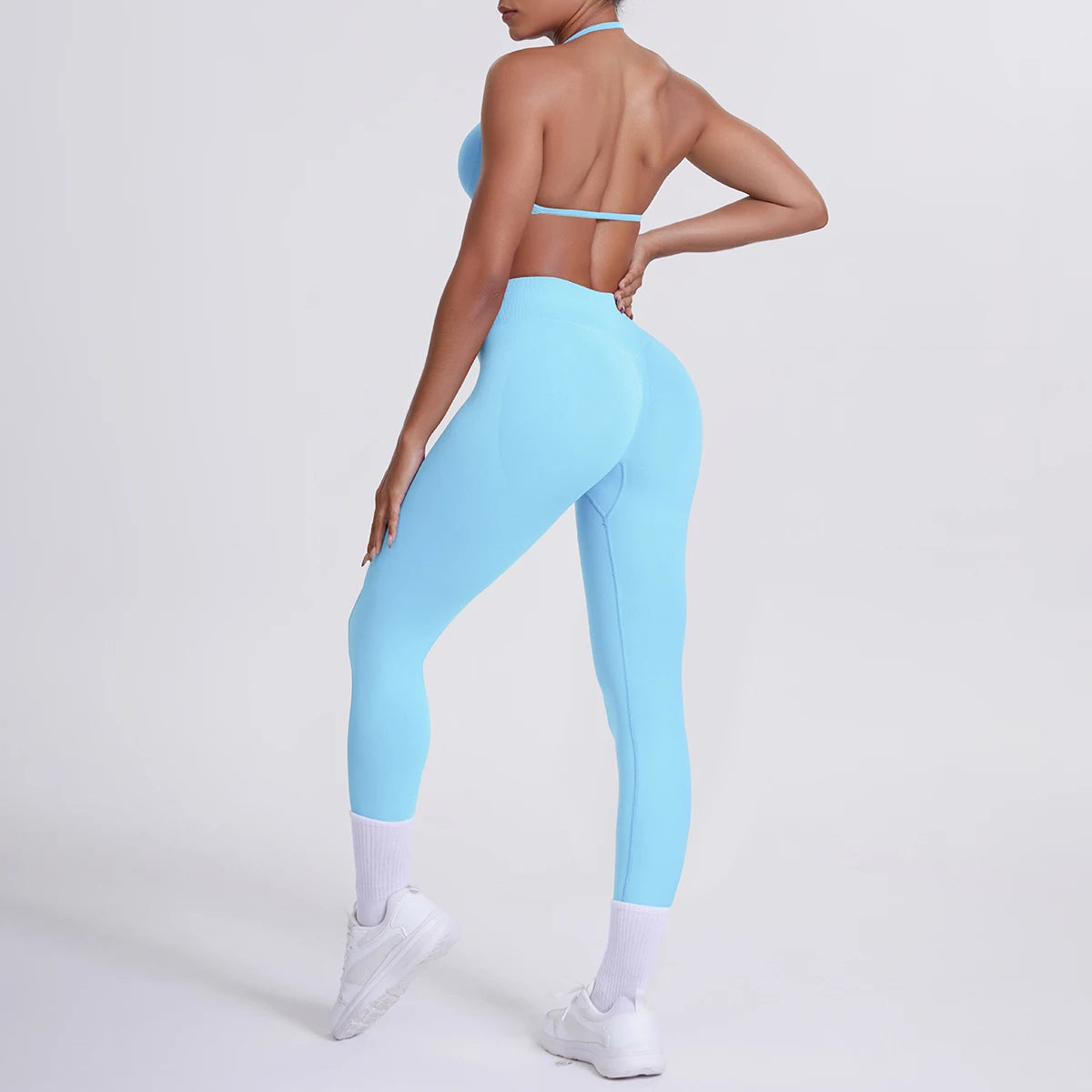 Women 2pcs Patchwork Sport Yoga Suit Training Sleeveless Sport Gym Tops Tummy Control Slimming Booty Leggings Yoga Suit Sports