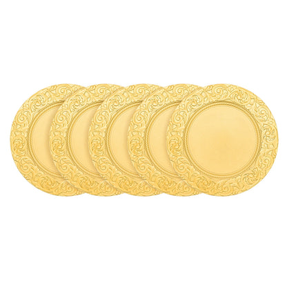 100-Pack Gold Charger Plates Set 12.9 Inch Embossed Round Disposable Serving Trays Christmas Wedding Party Decoration Plate ﻿