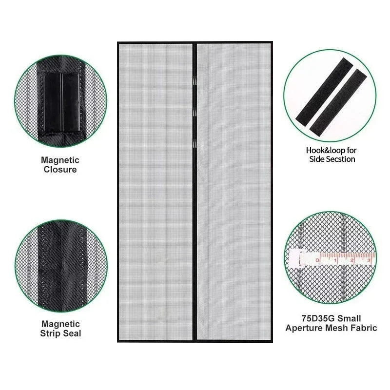 Mosquito-resistant Door Curtain Without Punching for Living Room Bedroom Dining Hands-free Mesh Partition To Prevent Insects